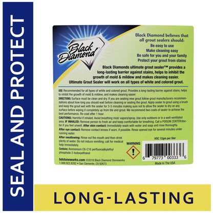 Black diamond stoneworks ultimate grout sealer: stain sealant protector for tile, marble, floors, showers and countertops.