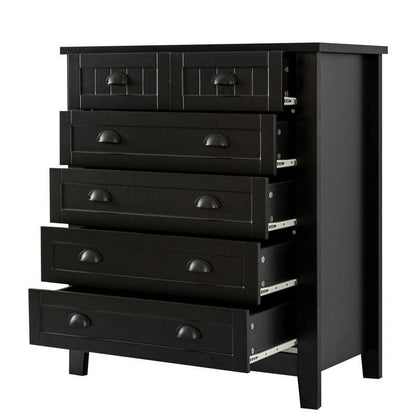 Chest of Dresser, 6 Drawer with Storage for Bedroom and Living Room, Black