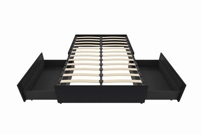 DHP Maven Platform Bed with Storage, Full, Black Faux leather