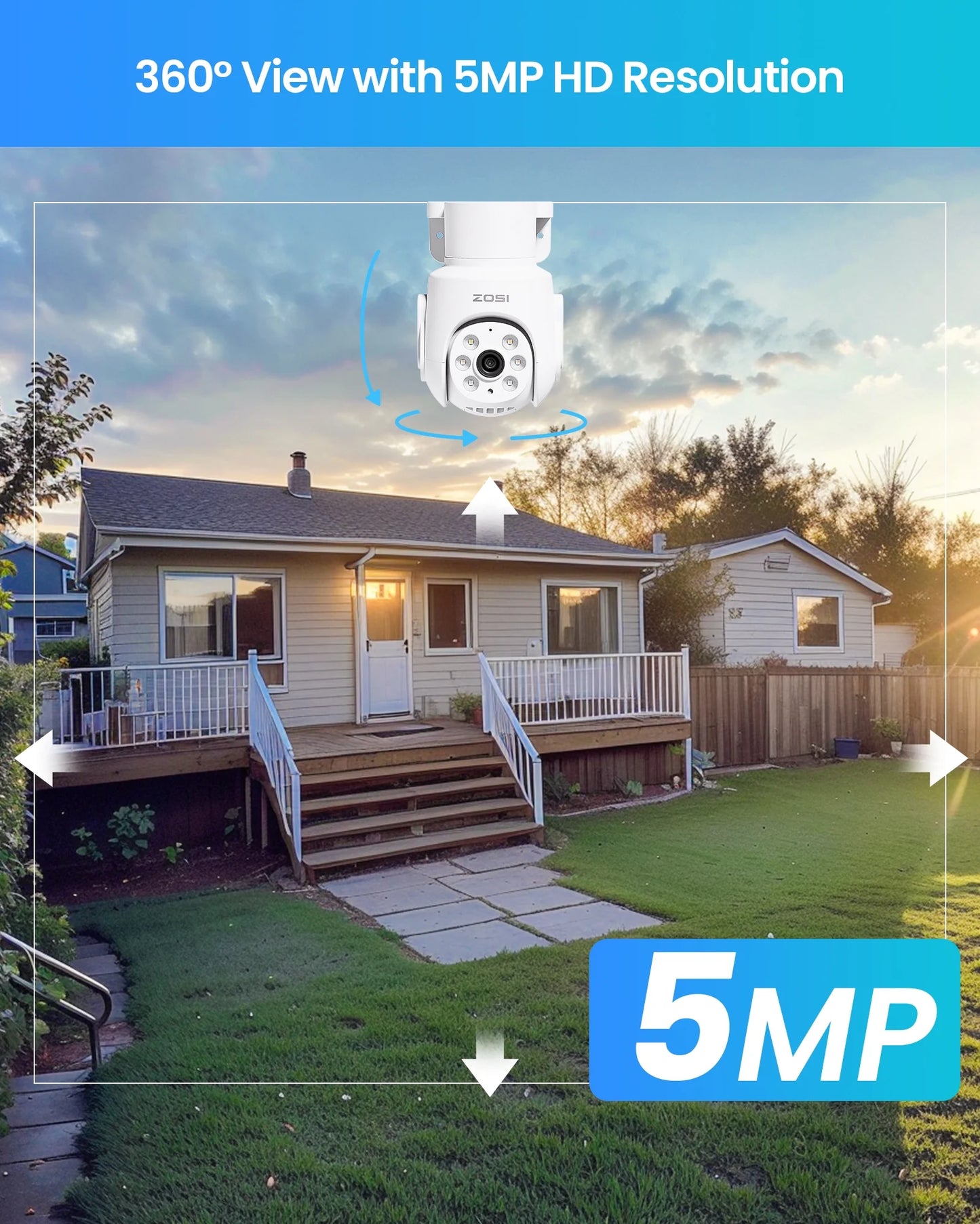 ZOSI 5MP Security Camera System, WiFi 6 8CH NVR with 1TB HDD for 24/7 Record, Wilress Pan Tilt Security camera with Color Night Vision, Auto Tracking, AI Human Detect, 2-Way Audio, Home Security