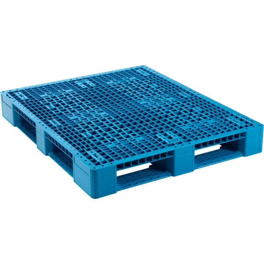 Global Industrial 412512 48 x 40 in. 30000 lbs Poly 4-Way Cap Rackable & Stackable Pallet, Blue - Pack of 10