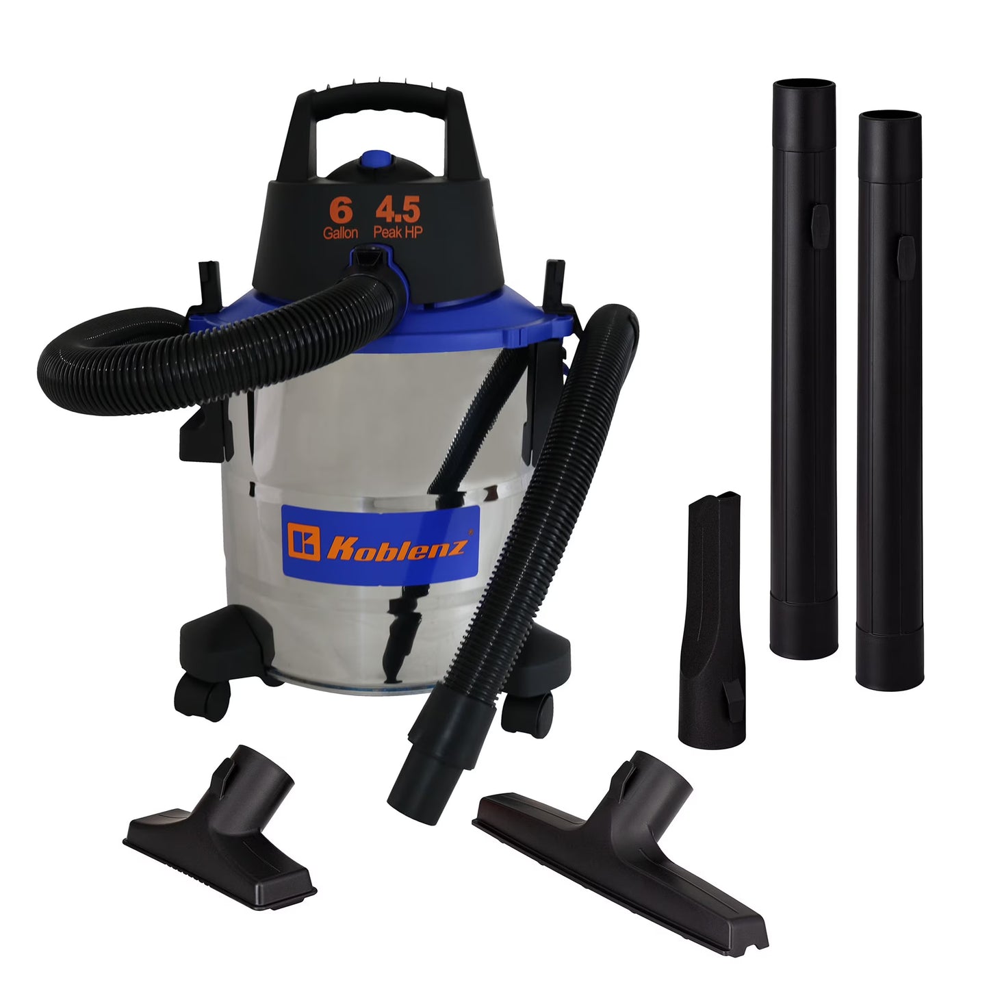 Koblenz 6-Gal. Portable Wet/Dry Vacuum with Blower, Stainless Steel and Blue, WD-6 L212 SS