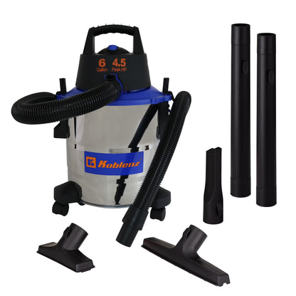 Koblenz 6-Gal. Portable Wet/Dry Vacuum with Blower, Stainless Steel and Blue, WD-6 L212 SS