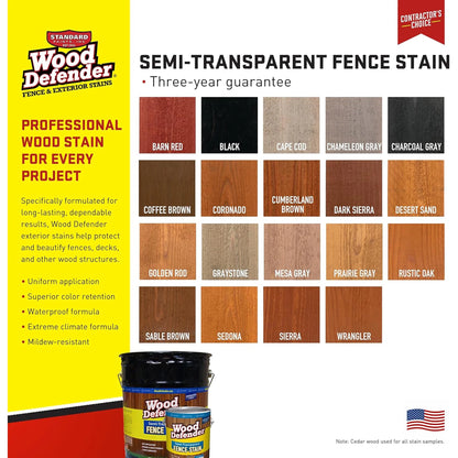 Wood Defender Semi-transparent Fence Stain COFFEE BROWN 5-gallon