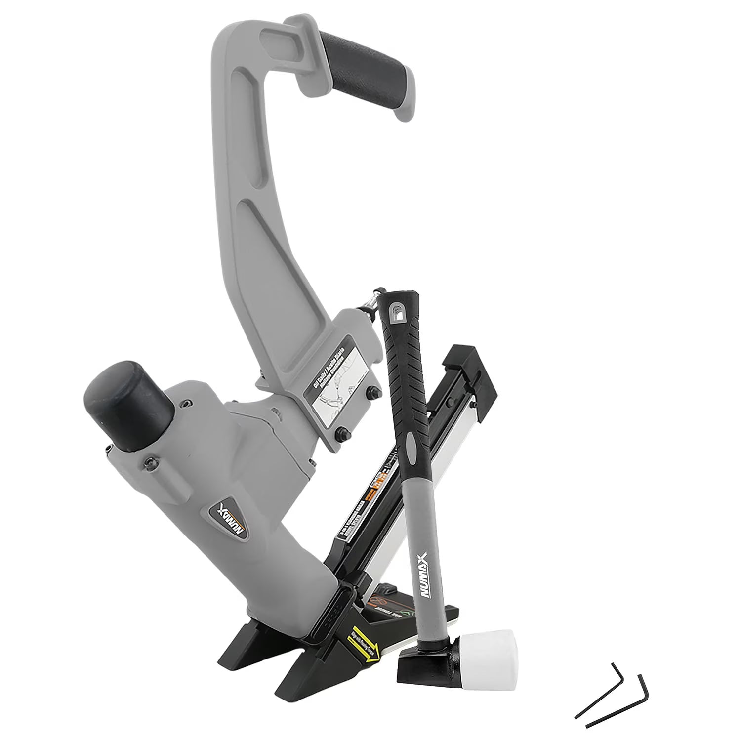 NuMax SFL618 Pneumatic 3-in-1 15.5-Gauge and 16-Gauge 2" Flooring Nailer/Stapler with Flooring Mallet and Interchangeable Base Plates