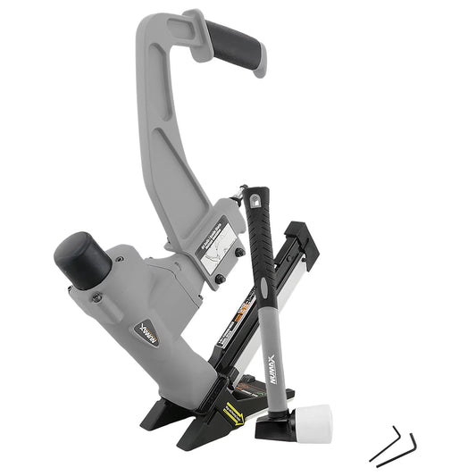 NuMax SFL618 Pneumatic 3-in-1 15.5-Gauge and 16-Gauge 2" Flooring Nailer/Stapler with Flooring Mallet and Interchangeable Base Plates