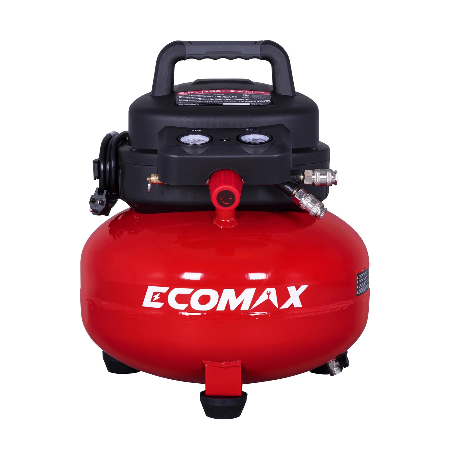 Ecomax 6 Gallon Portable Pancake Air Compressor, 150 PSI 1.0 HP Oil-Free Electric for Home Garage & Shop