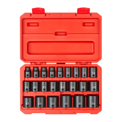 TEKTON 1/2 Inch Drive 6-Point Impact Socket Set with Case, 23-Piece (10-32 mm) | SID92322