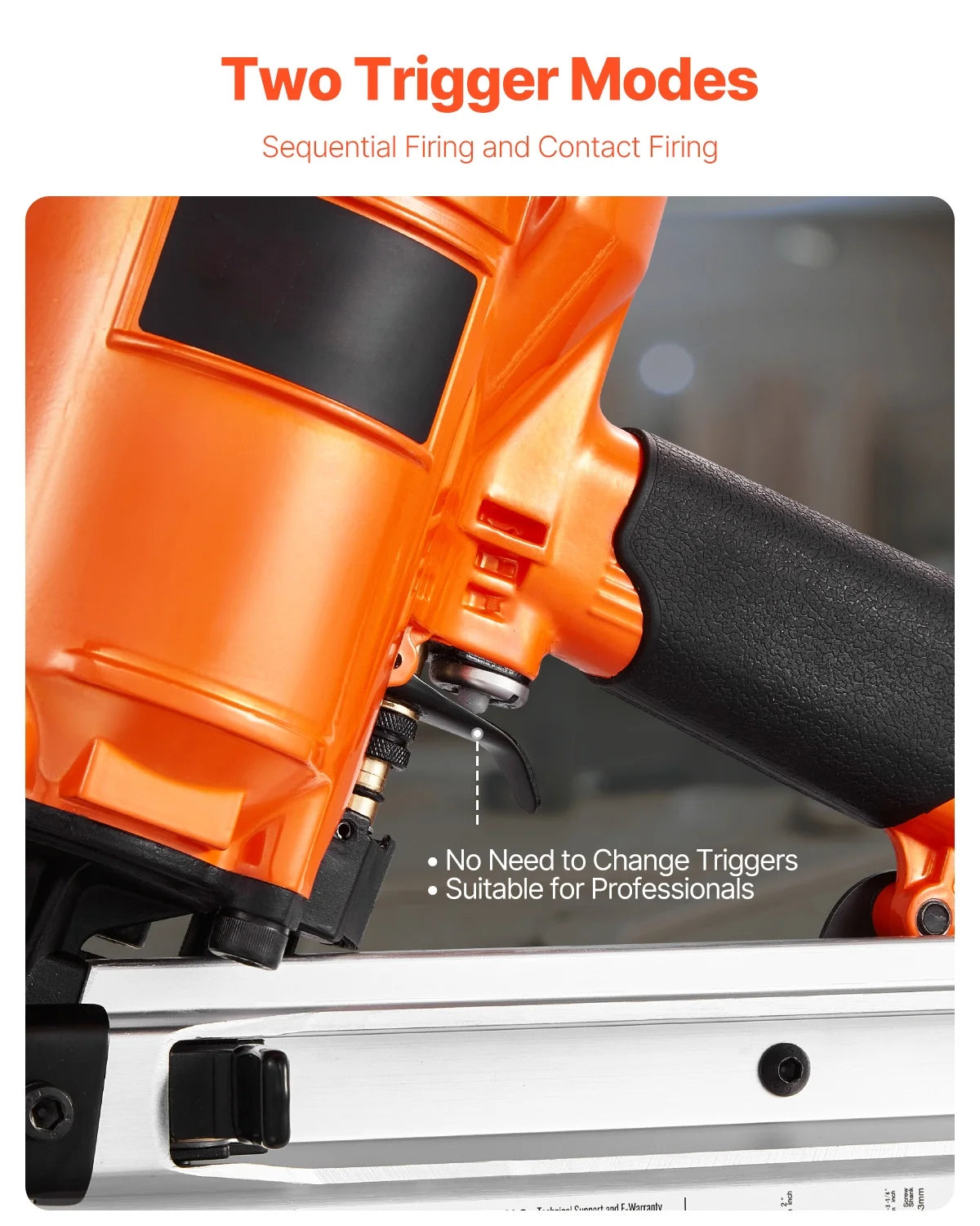 KFFKFF Nail Gun, 2" to 3-1/2" 21 Degree Full Round Head, Pneumatic with Dual Firing Options & No-Tool Depth Modification, 80-120PSI Professional Air Powered Tool for Floor, Deck & Frame Construction
