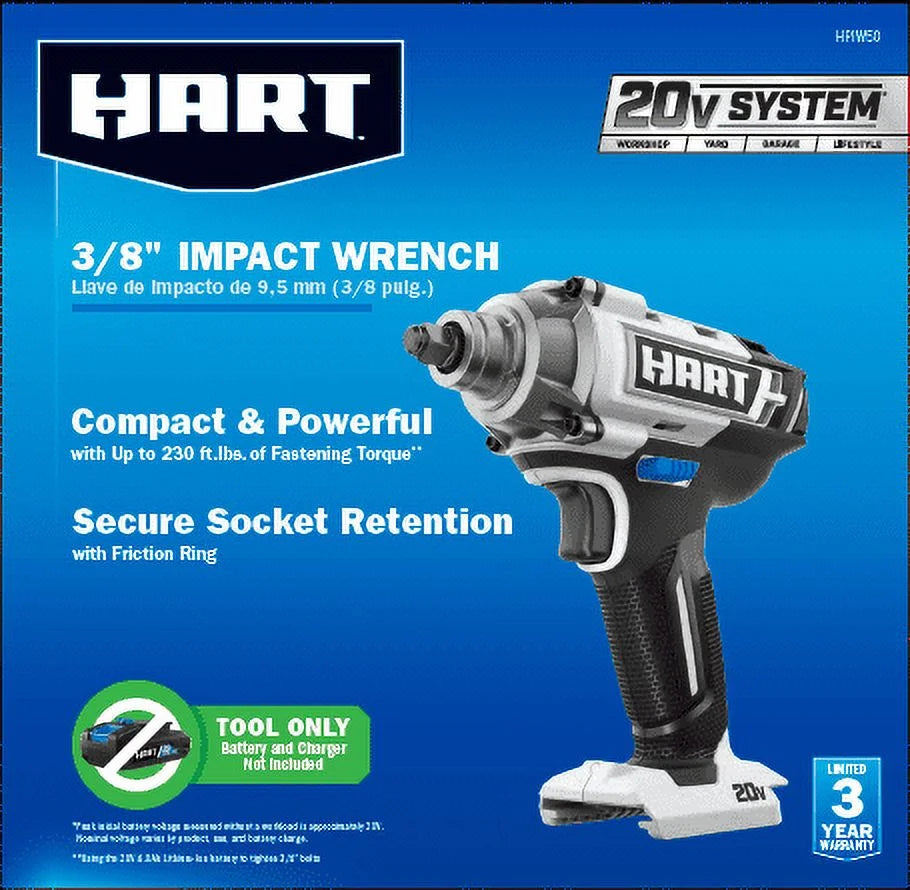 HART 20-Volt 2-Pack 4Ah and Charger Starter Kit and Impact Wrench Bundle