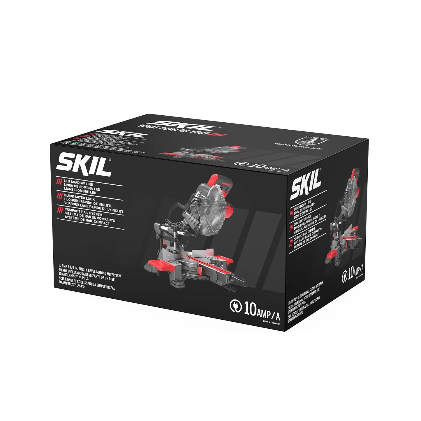SKIL MS6316-00 10 Amp 7-1/4" Single Bevel Miter Saw with Compact Rail System & LED Shadow Line