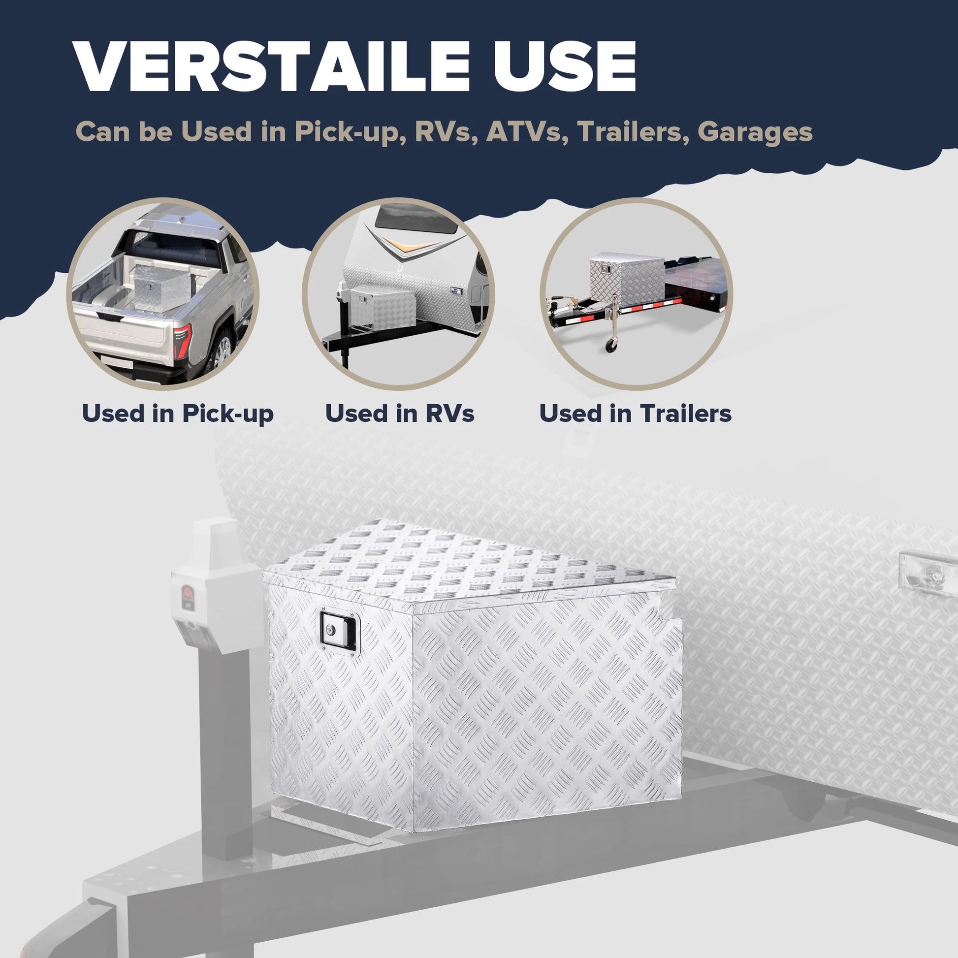 ARKSEN 33" Trailer Truck Pickup Aluminum Tongue Storage Tool Box, Silver