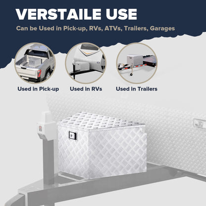 ARKSEN 33" Trailer Truck Pickup Aluminum Tongue Storage Tool Box, Silver