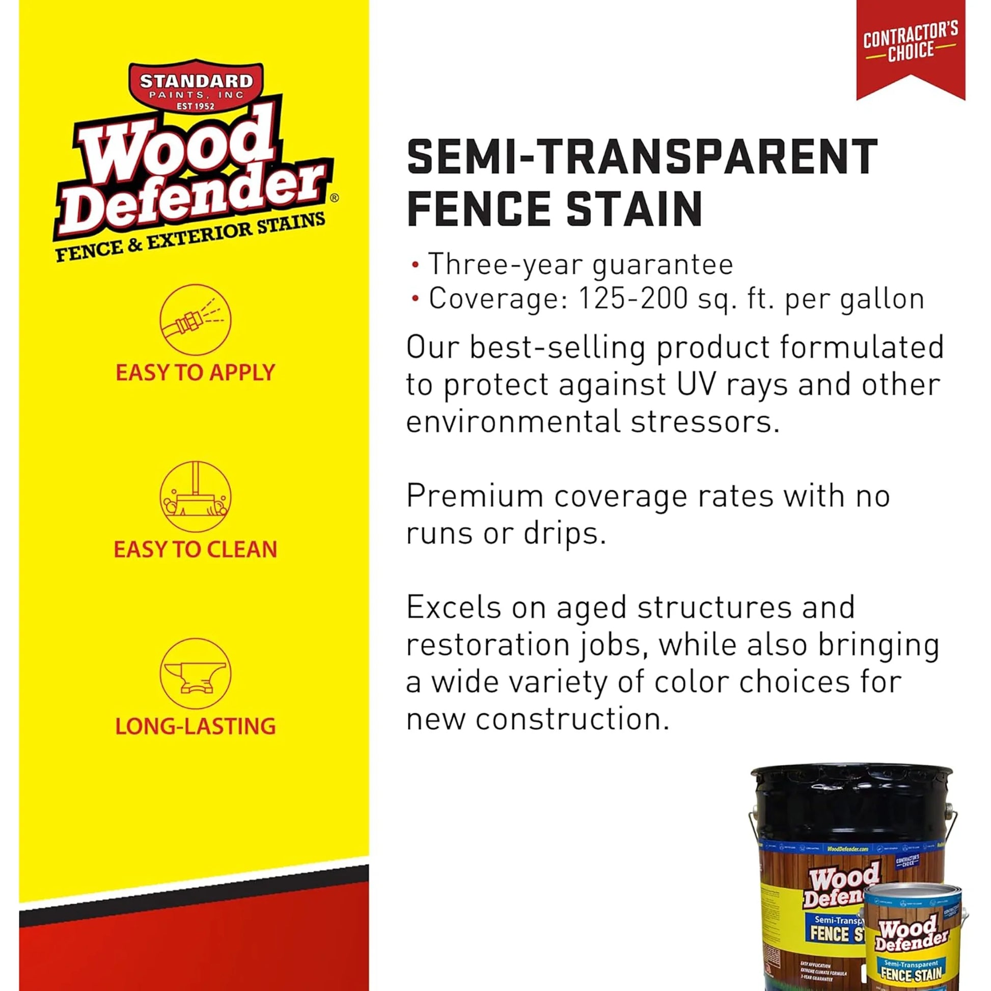Wood Defender Semi-transparent Fence Stain COFFEE BROWN 5-gallon