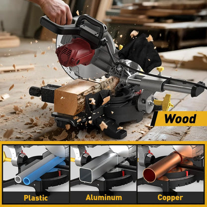 MarvTool 10-inch Sliding Compound Miter Saw Single Bevel 0-45? with Extension Table 36T Blade