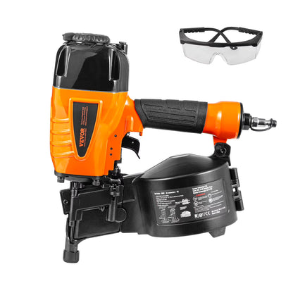 VEVOR Coil Siding Nailer CN65, 1-1/4" to 2-1/2" 15 Degree Pneumatic Siding Nail Gun with Tool-Less Depth Adjustment, 70-120PSI Air Coil Nailer for Siding, Pallet Sheathing, Wooding, Fencing