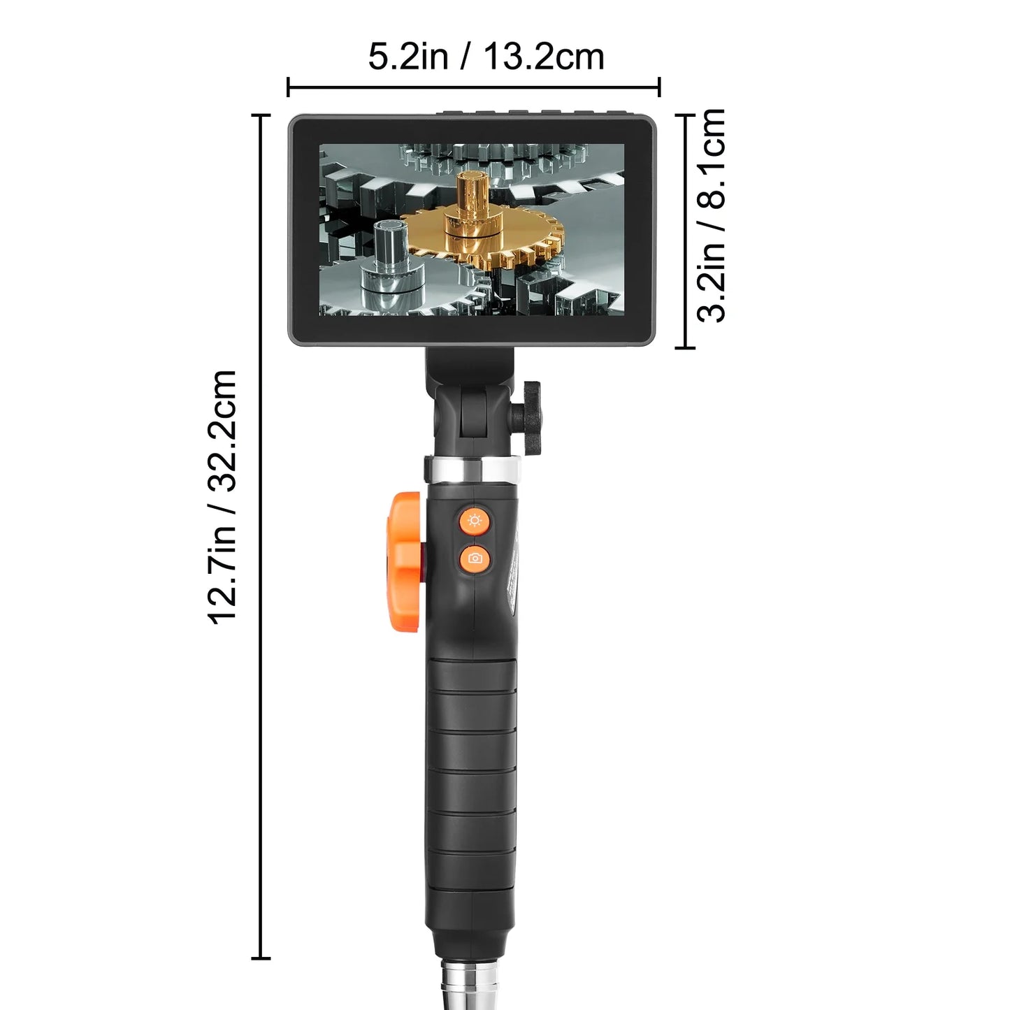 VEVOR Flexible Borescope Camera, Dual-Articulation Endoscope with 6.4mm Slim Lens, 5-inch IPS HD Display, 8X Magnification, 8 LED Illumination Snake Camera for Car Maintenance, Plumbing