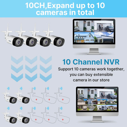 Hiseeu Wireless Security System w/4 Cameras, 2 Way Audio, & 1TB Hard Drive