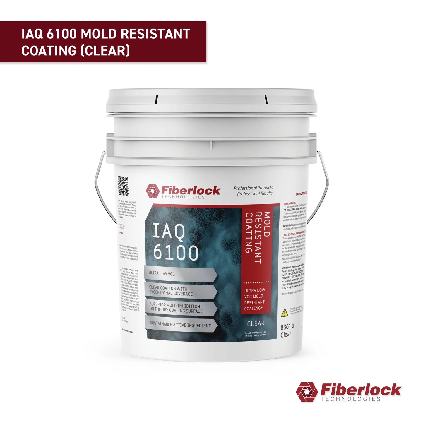 Fiberlock IAQ 6000HD Heavy Duty Mold Resistant Coating, White, 5 Gallon