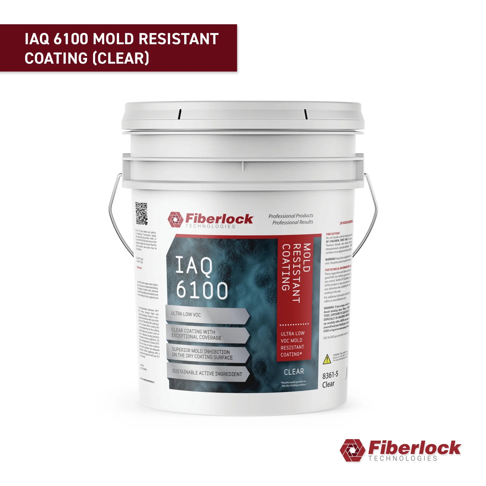Fiberlock IAQ 6000HD Heavy Duty Mold Resistant Coating, White, 5 Gallon