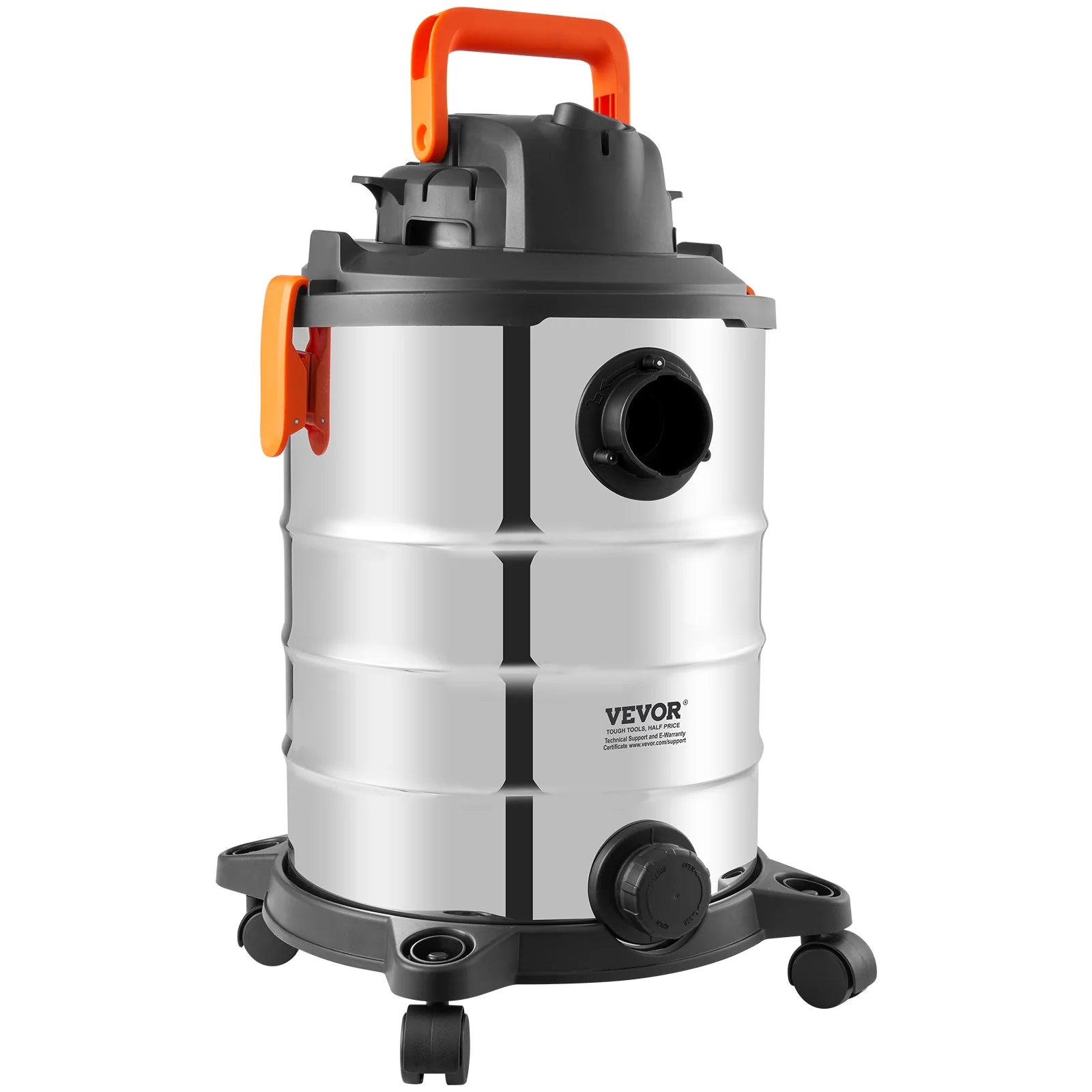 VEVOR Stainless Steel Wet Dry Shop Vacuum, 8 Gallon 6 Peak HP Wet/Dry Vac, Powerful Suction with Blower Function w/Attachment 2-in-1 Crevice Nozzle, Small Shop Vac Perfect for Carpet Debris