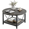 DWVO Round Coffee Table, 31.5" Industrial Design Furniture Sturdy Metal Frame Legs Table, Cocktail Table with Storage Open Shelf for Living Room, Gray