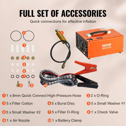 4500PSI Portable PCP Air Compressor - Auto-Stop, Oil & Water-Free Pump for Paintball and Airgun Enthusiasts, AC120V/DC12V
