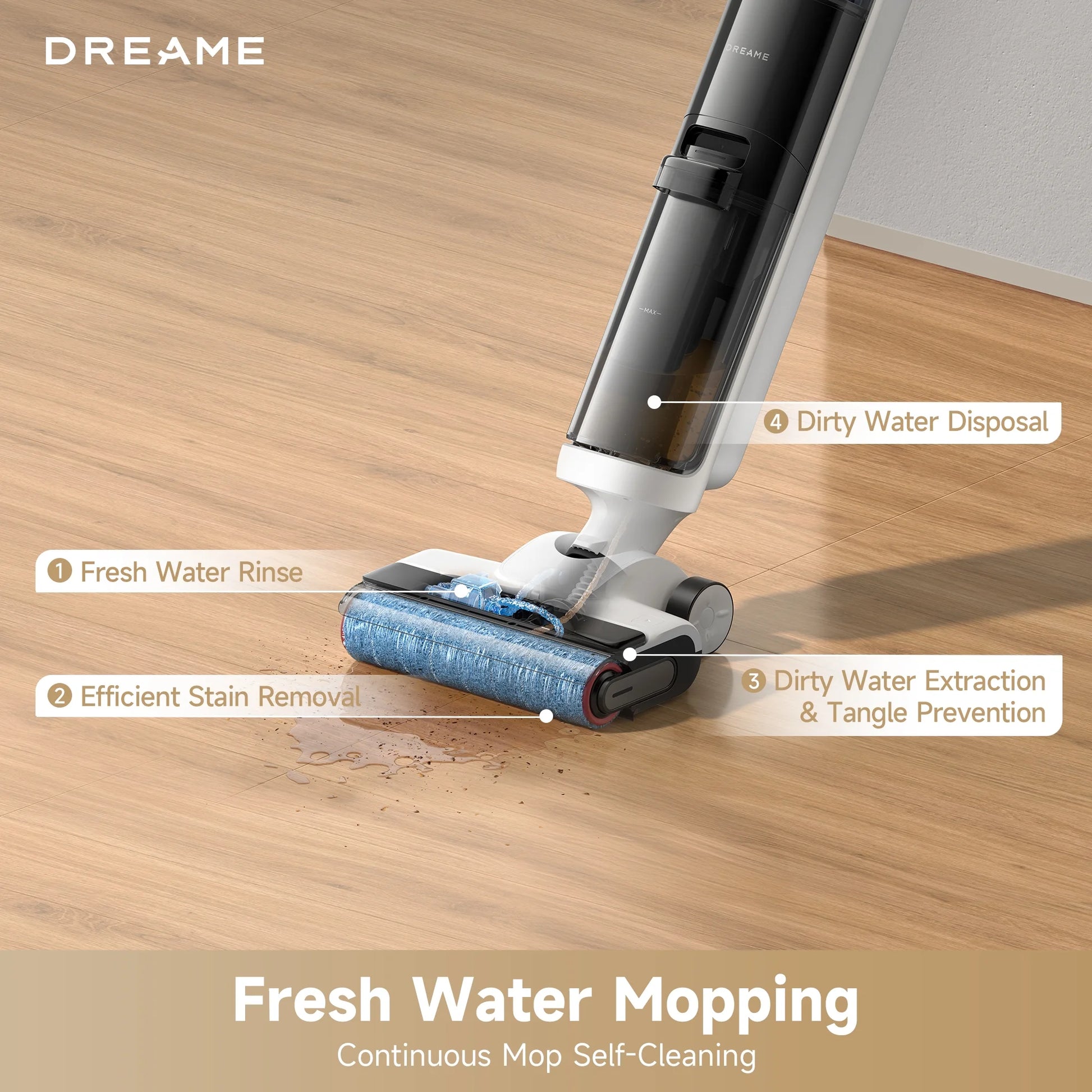 Dreame FloorX 300 Wet Dry Vacuum Cleaner, Vacuum Mop All in One with Auto Self-Cleaning, Floor Cleaner Machine for Hard Floor, 35 Mins Runtime, Edge Cleaning, Self-Propelled Vacuum Mop Combo