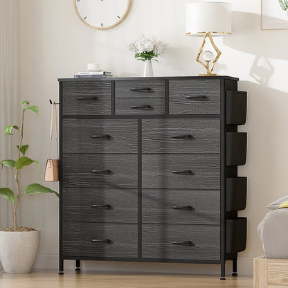 GIKPAL Black Dressers for Bedroom with 12 Drawer Tall Dresser Chest of Drawers Fabric Storage Dressers for Living Room