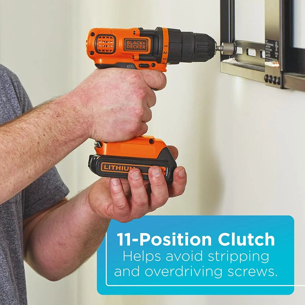 BLACK+DECKER 20V Cordless Drill and Driver, 1.5Ah, Lithium Ion Battery and Charger Included