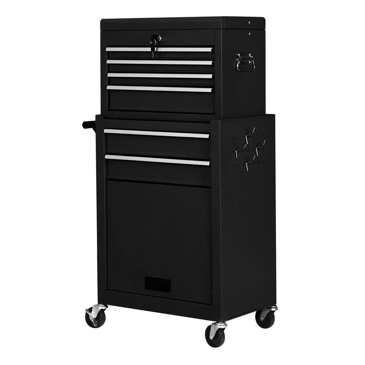 Gymax 2 in 1 Rolling Cabinet Storage Chest Box Garage Toolbox Organizer w/6 Drawers