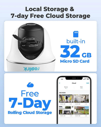 Reolink 4MP 3G/4G LTE Outdoor Security Solar-Powered Camera, 2K HD Vision, Support Cloud/SD Card