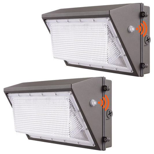VEVOR 2PCs LED Wall Pack Lights, 100W 10800LM, 5000K Commercial Outdoor Lights Security Lighting Fixture, with Intelligent Light Sensing 180 LED beads Energy Saving for Garages Yards