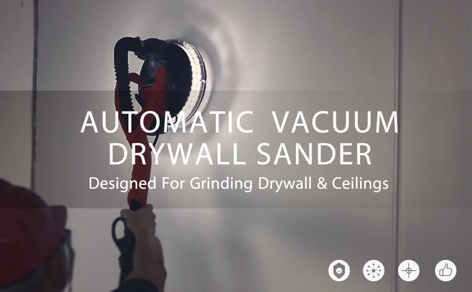 POWER PRO 1850 Electric Drywall Sander - Variable Speed 1000-1850rpm, 750 Watts, with Automatic Vacuum System, LED Light, and Hard Tool Case