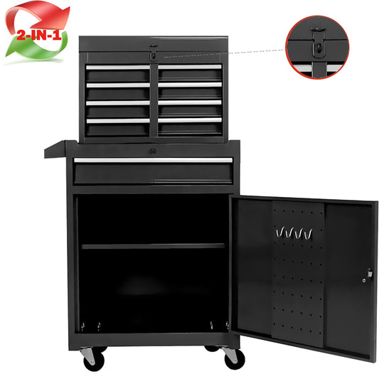 Tool Chest with 5 Drawers, Rolling Tool Box, Lockable Tool Cabinet Hidden Double Tool Organizer