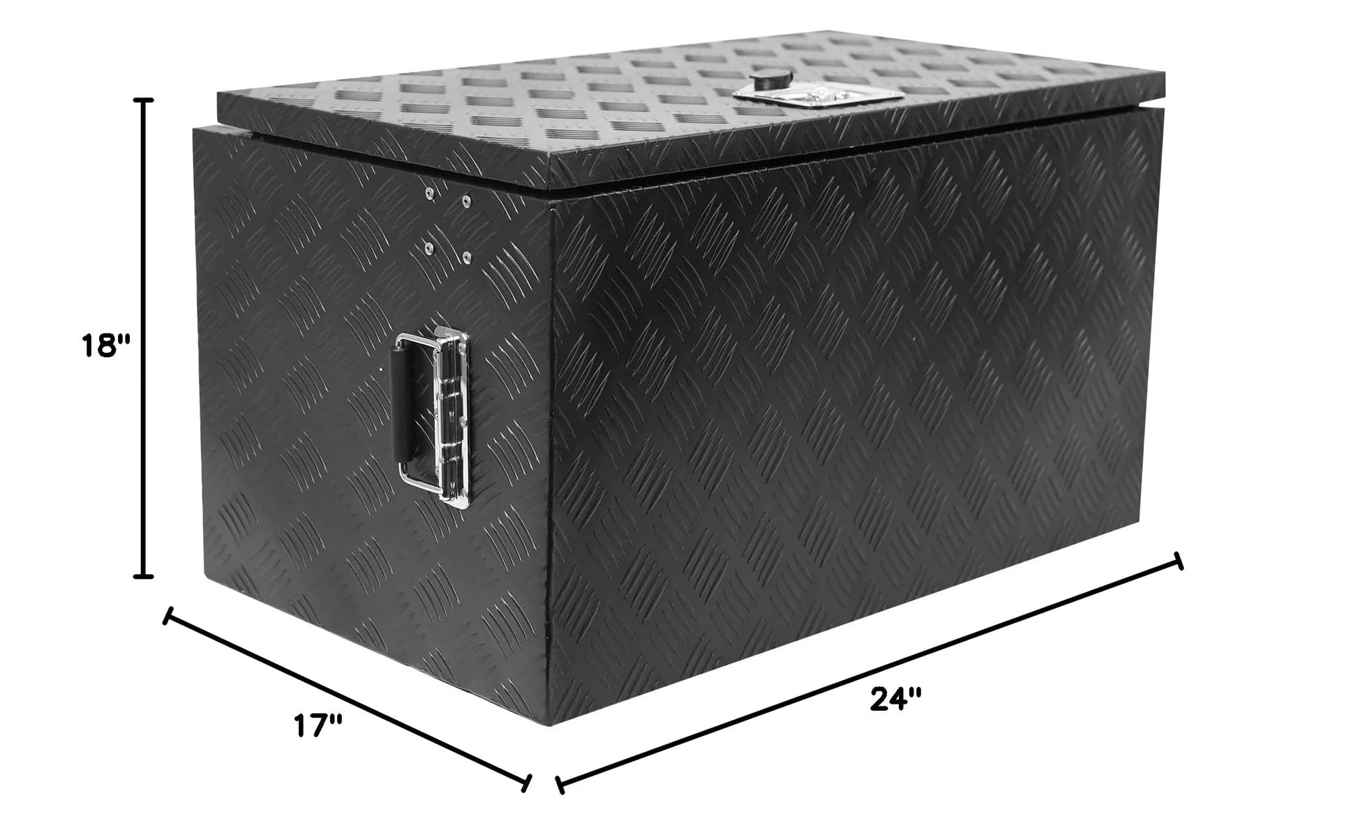 TROPOW 24-Inch Aluminum Diamond Plate Tool Chest - Lockable Underbody Storage Box for Trucks, RVs, and Trailers