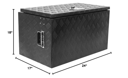 TROPOW 24-Inch Aluminum Diamond Plate Tool Chest - Lockable Underbody Storage Box for Trucks, RVs, and Trailers