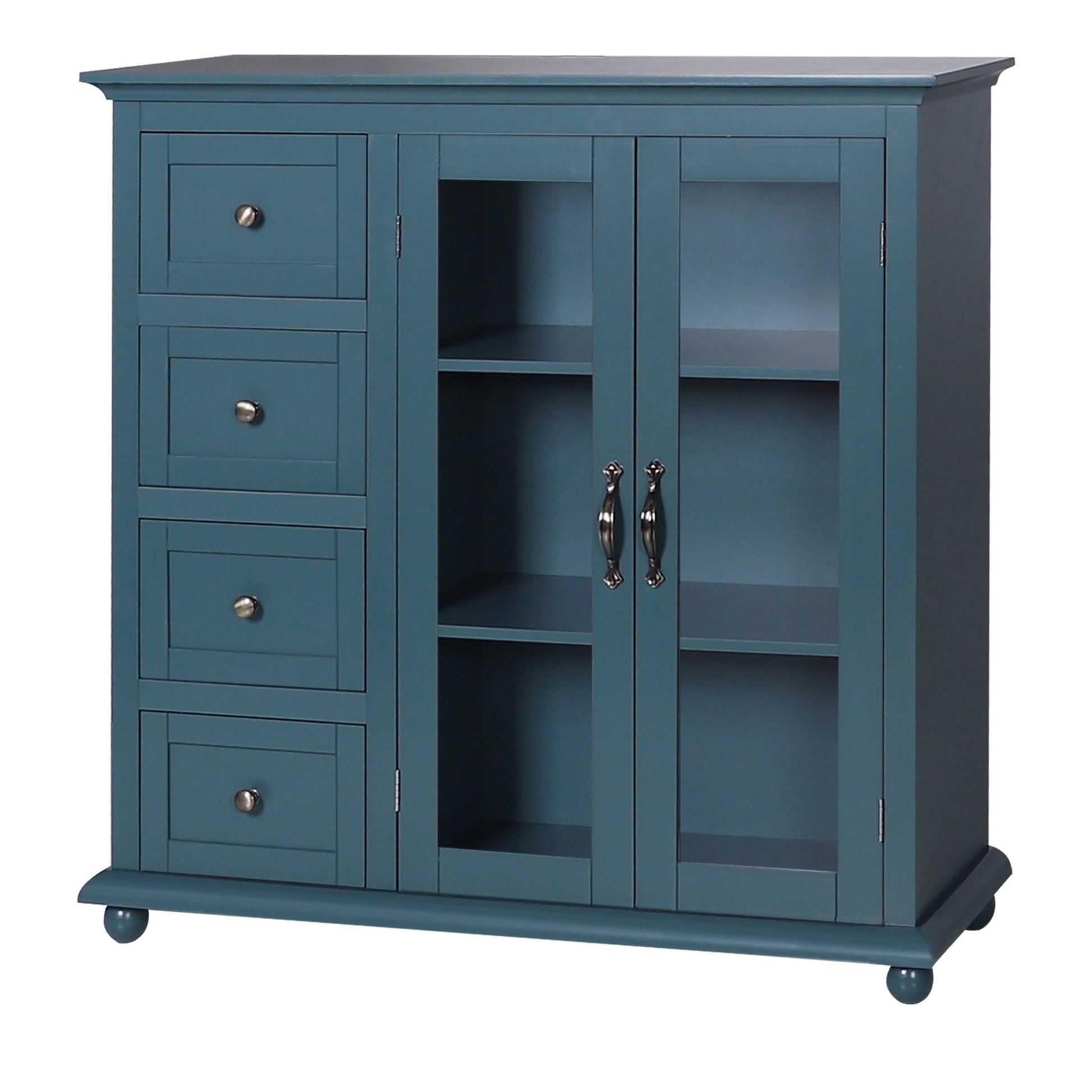 VEIKOUS Buffet Sideboard Storage Cabinet Kitchen Freestanding Cupboard Buffet Server for Dining Room, Dark Blue