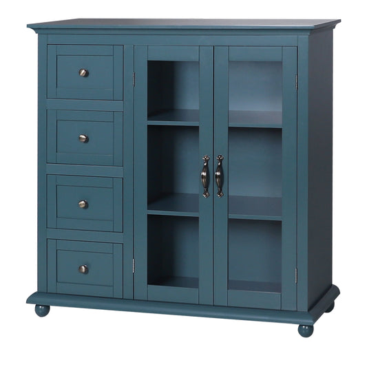 VEIKOUS Buffet Sideboard Storage Cabinet Kitchen Freestanding Cupboard Buffet Server for Dining Room, Dark Blue