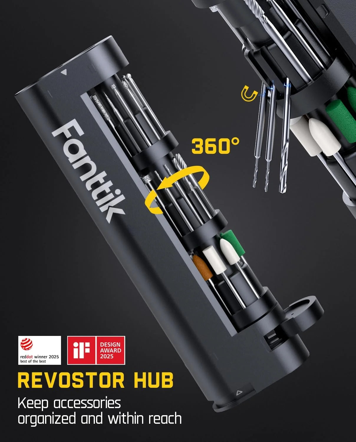 F2 Master Cordless Rotary Tool Kit 4V, 25000 RPM, 5 Speeds, 35 Accessories, Power Tool for , Polishing, Drilling, Carving