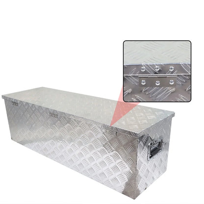 Genrics 49 Inch Trailer Tongue Tool Box Chest Box Diamond Tread Aluminum Heavy Duty Truck Pick Up Underbody Storage Organizer Handling Tools Weather Resistant w/Lock Sliver