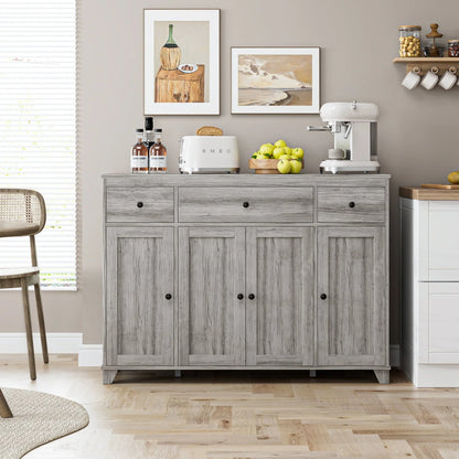 Homfa Buffet Sideboard, Wooden Storage Cabinet with Drawers & Doors, Wide Buffet Cabinet for Dining Room, Gray
