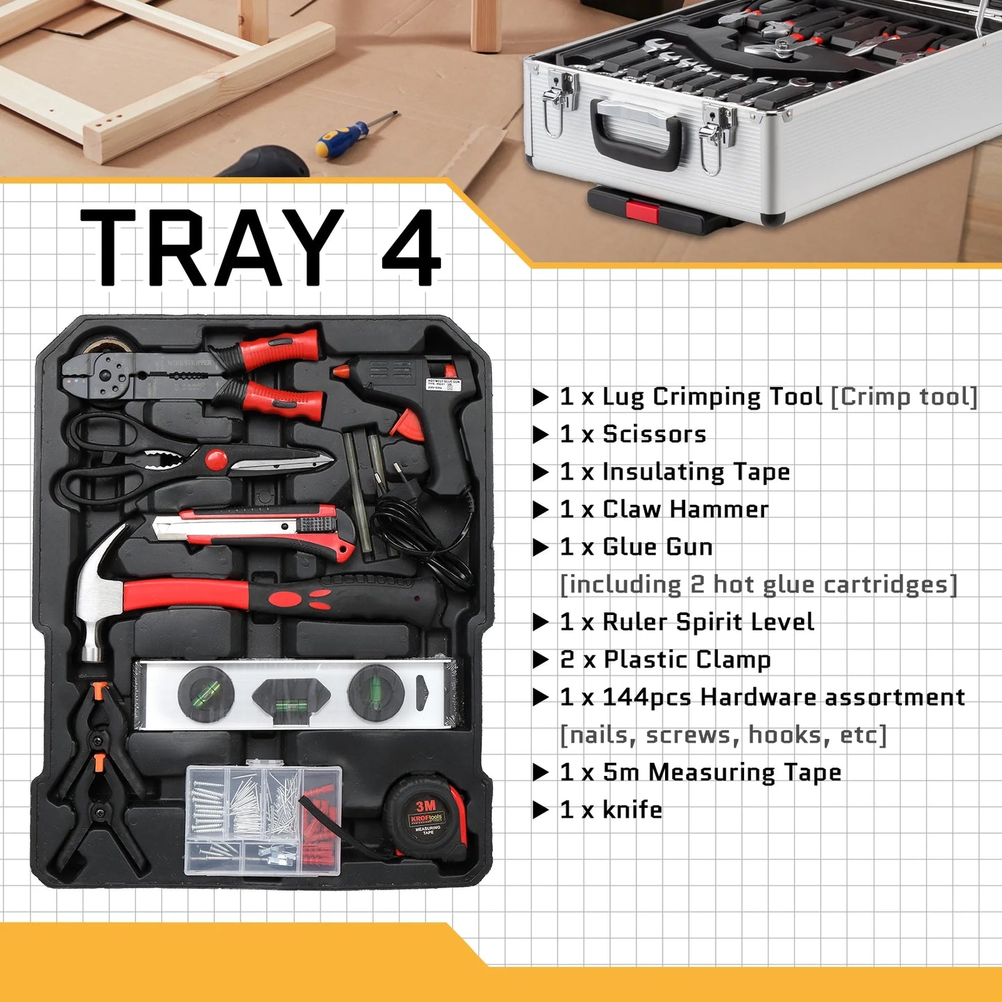 UBesGoo 799 Pcs Tool Set, Household Repair Hand Tool Kit, Mechanics Tool Kit, with Trolley Case, Silver