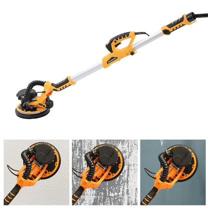 9 Inch Electric Drywall Sander withBearing, LED Light, 98.5% Dust Collection, 5 Variable Speeds, Removable 360° Rotating Sanding Disc, High Performance, 1390W Motor Power (US