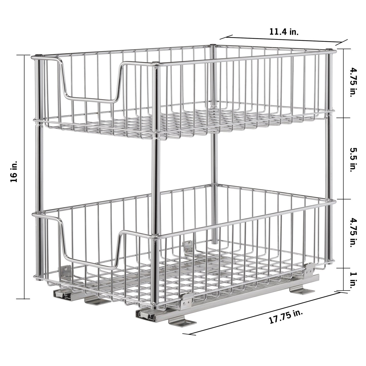 TRINITY EcoStorage 2-tier Wire Drawer with Slides, 2-pack