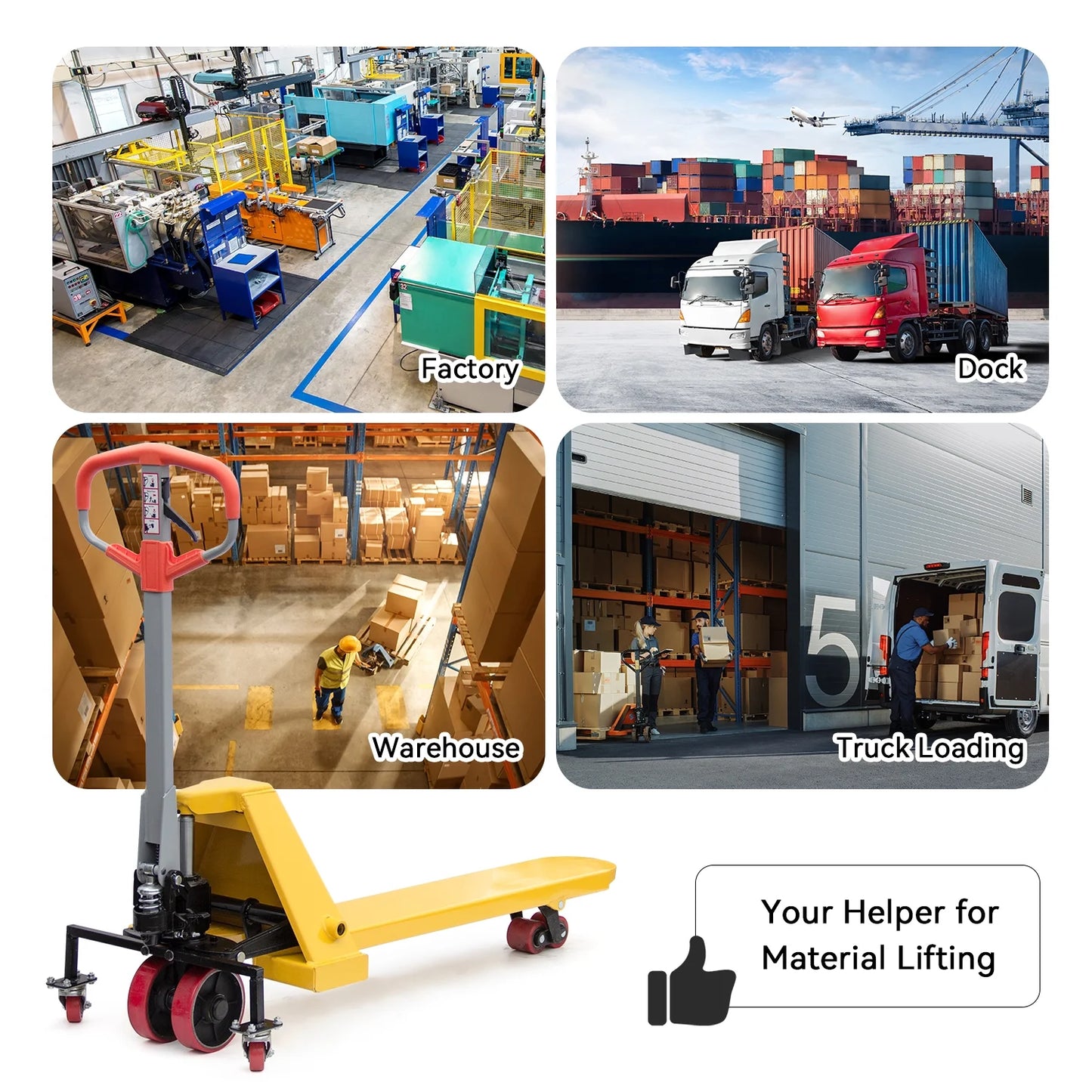 HPDMC Pallet Jack Truck 2,200 LBS Capacity 48'' L x 8'' W Single Fork Manual Pallet Jack Truck