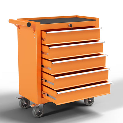 5 Drawer Rolling Tool Chest, Metal Tool Cart on Wheels,Tool Cabinet Key Locking & Drawer Storage,Tool Box Organizer for Garage,Warehouse(Black)