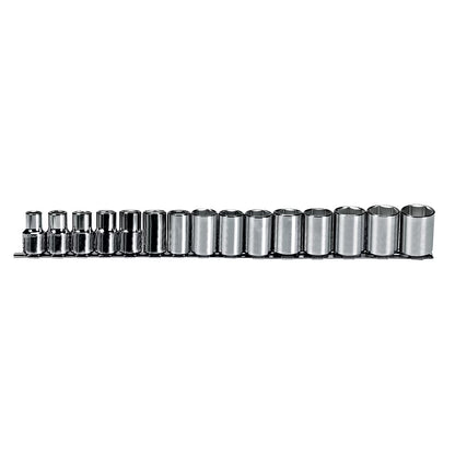 Proto J54205 1/2-Inch 6-Point Chrome Full Polish Drive Metric Socket Set - 15pc
