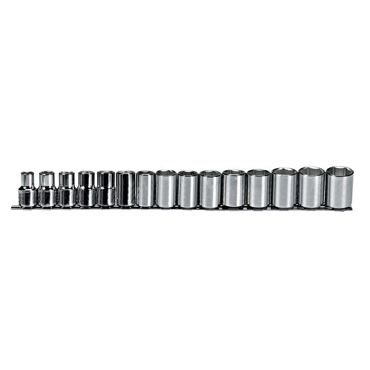 Proto J54205 1/2-Inch 6-Point Chrome Full Polish Drive Metric Socket Set - 15pc