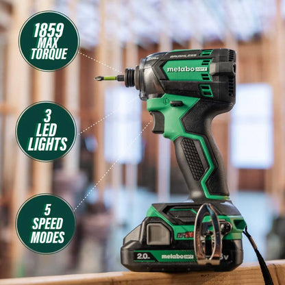 Metabo HPT 18V MultiVolt Cordless Triple Hammer BOLT Impact Driver Set, Power Impact Driver Kit with Case, 2 Lithium-Ion Batteries and Charger, 1/4-Inch Chuck, WH18DC